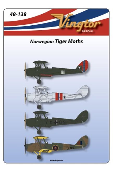 Hovedbilde 1/48 Skala  Norske Tiger Moth dekaler