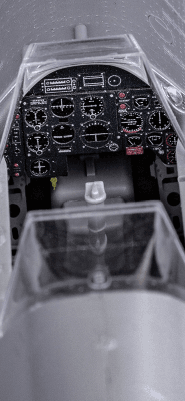 1/24 skala Hispano HA-1112 M1L Buchon farget instrument panel